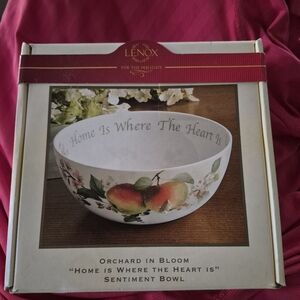 Lenox "Orchard In Bloom" Apple Bowl" Where The Heart Is" Sentiment  Serving Bowl